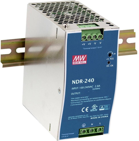 MEAN WELL MEAN WELL NDR-240-24 Průmyslový zdroj na DIN lištu, 240W, 24V
