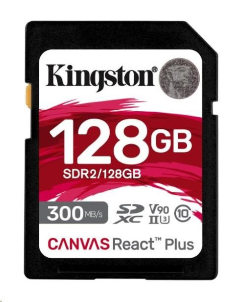 Kingston Kingston SDXC karta 128GB Canvas React Plus SDXC UHS-II 300R/260W U3 V90 for Full HD/4K/8K