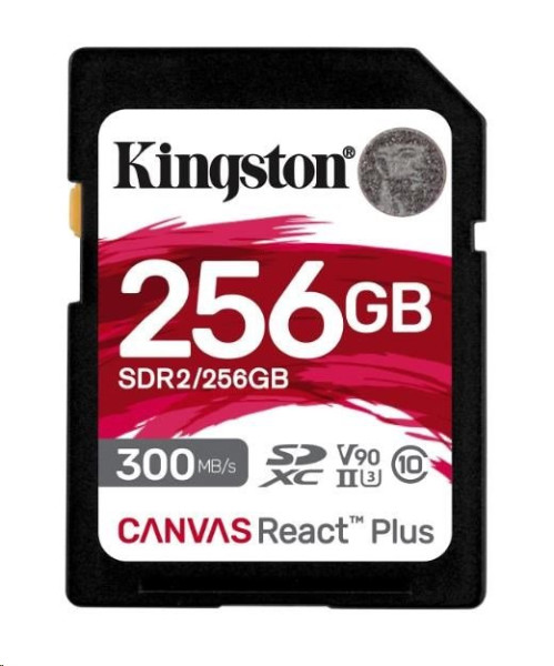 Kingston Kingston SDXC karta 256GB Canvas React Plus SDXC UHS-II 300R/260W U3 V90 for Full HD/4K/8K