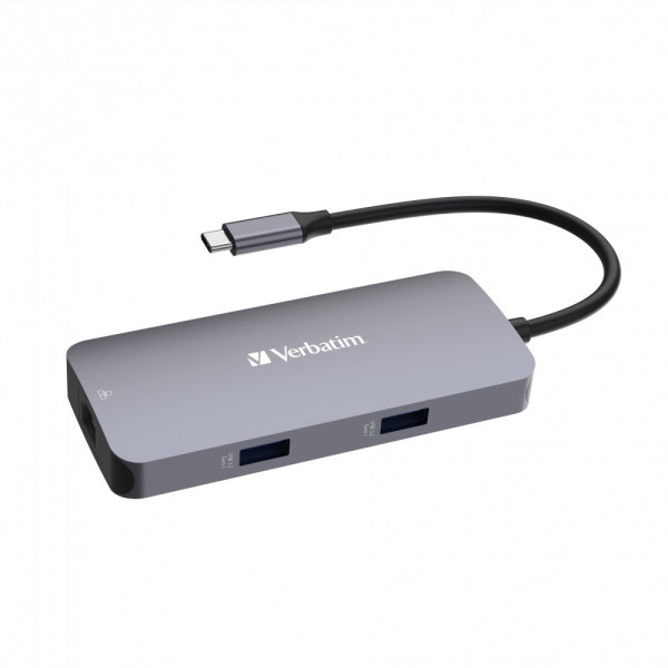 Verbatim VERBATIM Hub USB-C Pro Multiport 5 Port, 2x USB 3.2, 1x USB-C, HDMI, RJ45, šedá