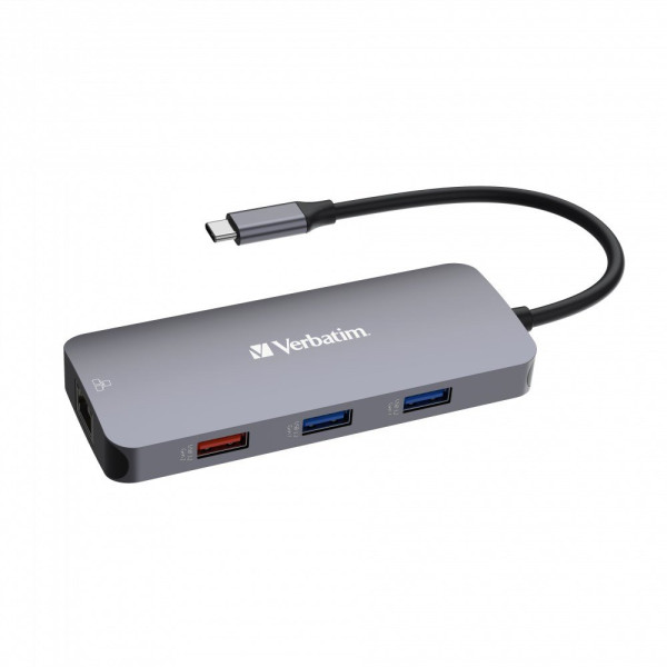 Verbatim VERBATIM Hub USB-C Pro Multiport 9 Port, 3x USB 3.2, 2x USB-C, HDMI, RJ45, microSD/SD, šedá