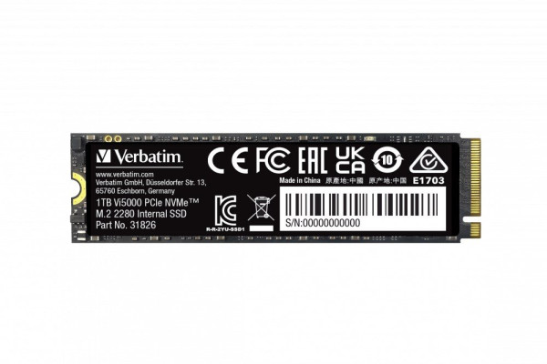 Verbatim VERBATIM SSD Vi5000 Internal PCIe NVMe M.2 SSD 1TB , W 4500/ R 5000 MB/s
