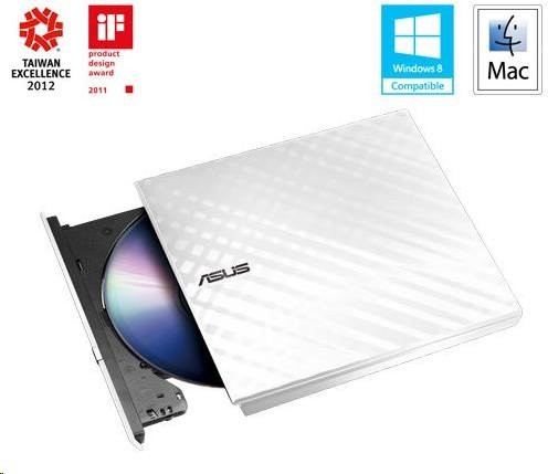 ASUS Taiwan ASUS DVD Writer SDRW-08D2S-U LITE/WHITE, External Slim DVD-RW, white, USB