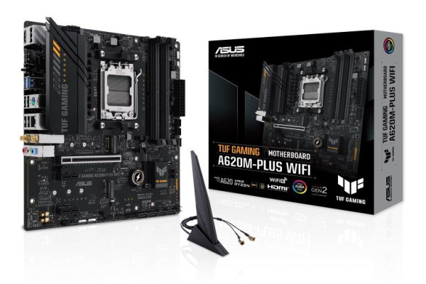ASUS Taiwan ASUS MB Sc AM5 TUF GAMING A620M-PLUS WIFI, AMD A620, 4xDDR5, 1xHDMI, 2xDP, mATX