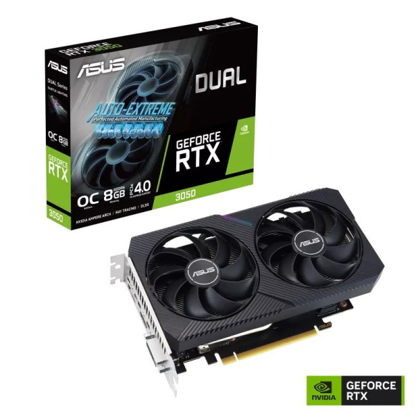 ASUS Taiwan ASUS VGA NVIDIA GeForce RTX 3050 DUAL V2 OC 8G, 8G GDDR6, 1xDP, 1xHDMI, 1xDVI