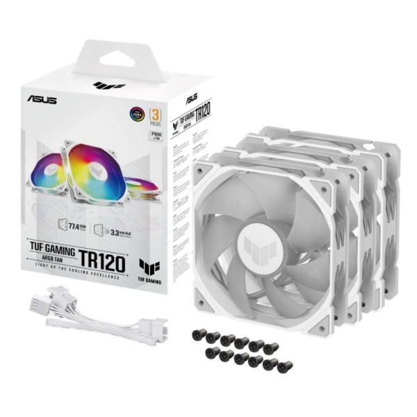 ASUS Taiwan ASUS ventilátor TUF GAMING TR120 ARGB, 3x120mm, bílá