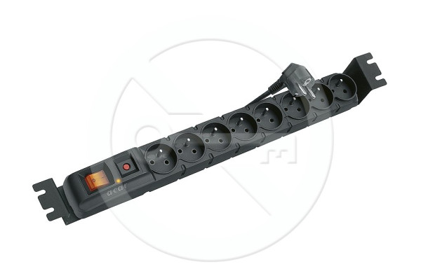 Solarix Solarix Napajeci panel ACAR S8 FA 3m 8 pozic BK včetně držáků do 19" lišt 1U, ACAR-S8-FA