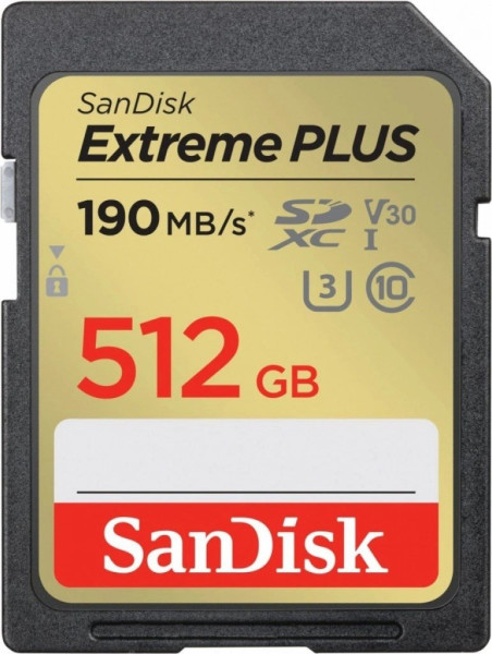 SanDisk SanDisk SDXC karta 512GB Extreme PLUS (R 190 MB/s  W130 MB/s Class 10, UHS-I U3 V30)