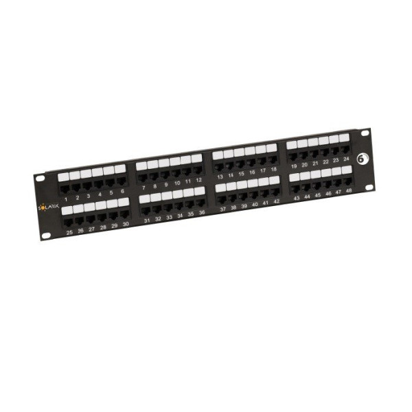 Solarix Solarix 19" patch panel Solarix 48 x RJ45 CAT6 UTP 350 MHz černý 2U SX48-6-UTP-BK