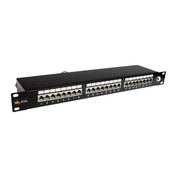 Solarix Solarix 19" patch panel Solarix 24 x RJ45 CAT6 STP černý 1U SX24-6-STP-BK