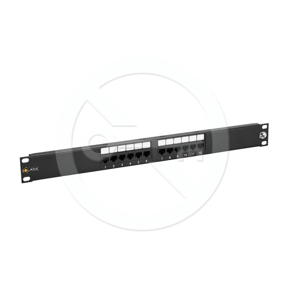 Solarix Solarix 19" patch panel Solarix 12 x RJ45 CAT5E UTP 150 MHz černý 1U SX12-5E-UTP-BK