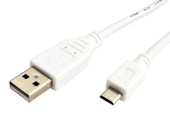 Value Value USB 2.0 kabel, USB A(M) - microUSB B(M), 0,15m, bílý