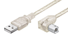 goobay goobay USB 2.0 kabel A-B, 2m, transparentní, lomený konektor B