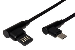 ROLINE ROLINE USB 2.0 kabel, oboustranný USB A(M) - micro USB B(M), lomené konektory (90°), 1,8m